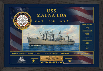 USS Mauna Loa AE-8 Framed Patriotic Art