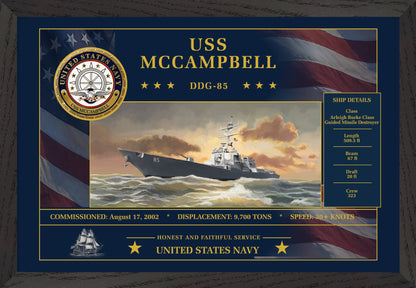 USS Mccampbell DDG-85 Framed Patriotic Art