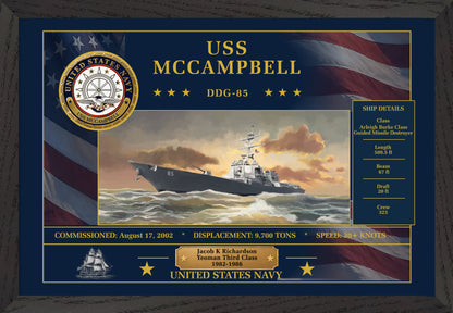 USS Mccampbell DDG-85 Framed Patriotic Art