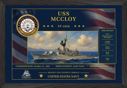 USS Mccloy FF-1038 Framed Patriotic Art