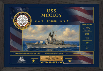 USS Mccloy FF-1038 Framed Patriotic Art