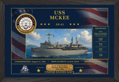 USS Mckee AS-41 Framed Patriotic Art