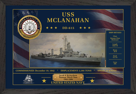 USS Mclanahan DD-615 Framed Patriotic Art