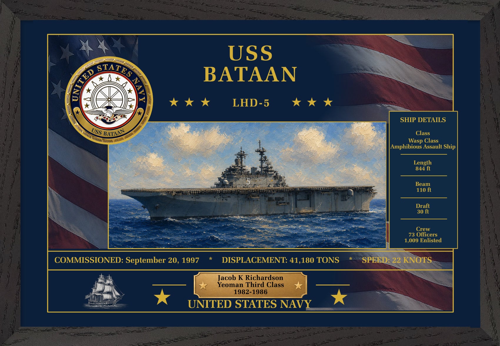 USS Bataan LHD-5 Framed Patriotic Art