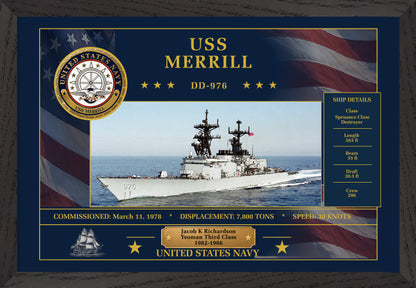 USS Merrill DD-976 Framed Patriotic Art