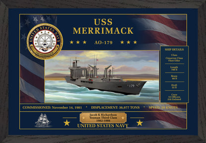 USS Merrimack AO-179 Framed Patriotic Art