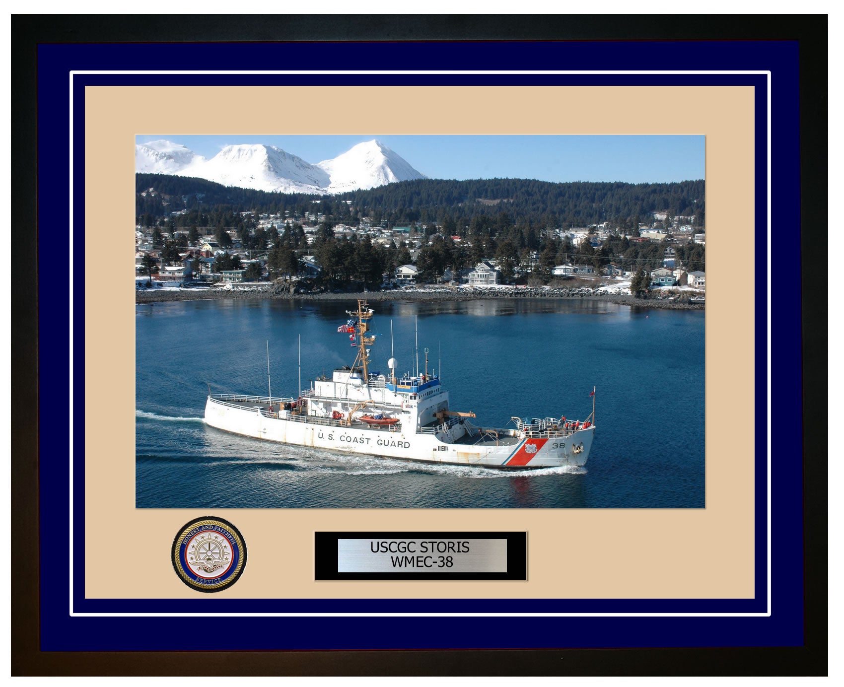 USCGC STORIS WMEC 38 Framed Coast Guard Ship Photo Blue 139WMEC38