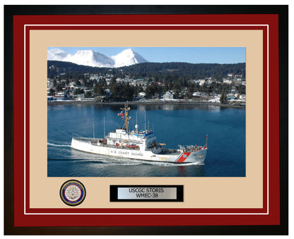 USCGC STORIS WMEC 38 Framed Coast Guard Ship Photo Burgundy 139WMEC38