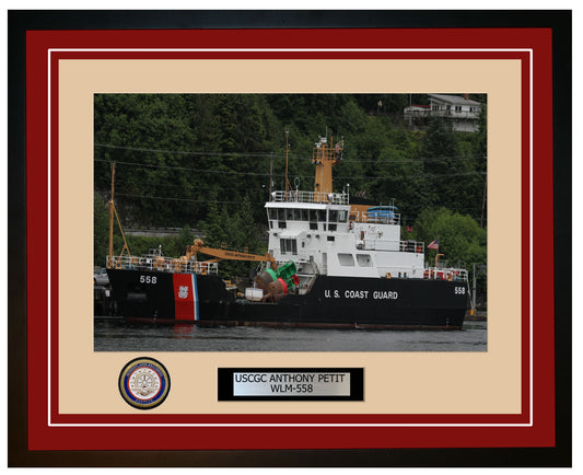 USCGC ANTHONY PETIT WLM 558 Framed Coast Guard Ship Photo Burgundy 13WLM558