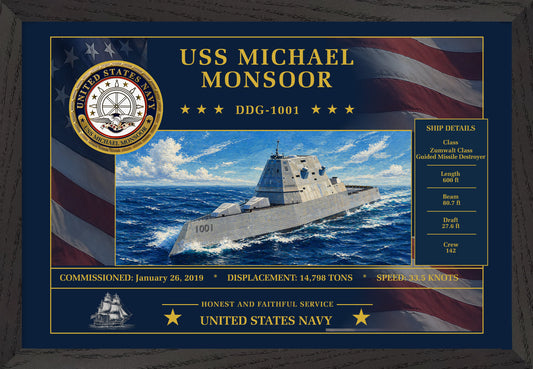 USS Michael Monsoor DDG-1001 Framed Patriotic Art