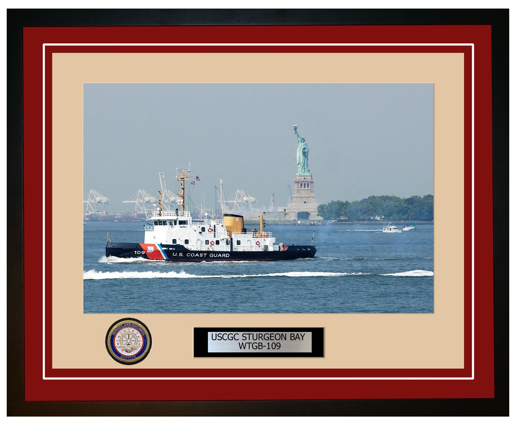USCGC STURGEON BAY WTGB 109 Framed Coast Guard Ship Photo Burgundy 140WTGB109
