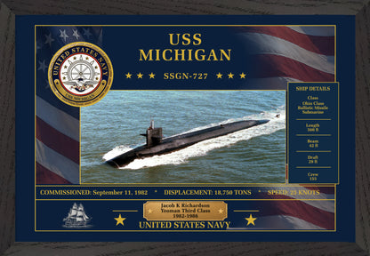 USS Michigan SSGN-727 Framed Patriotic Art