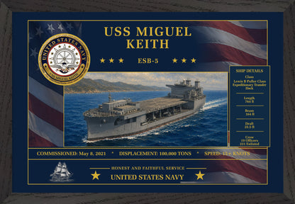 USS Miguel Keith ESB-5 Framed Patriotic Art
