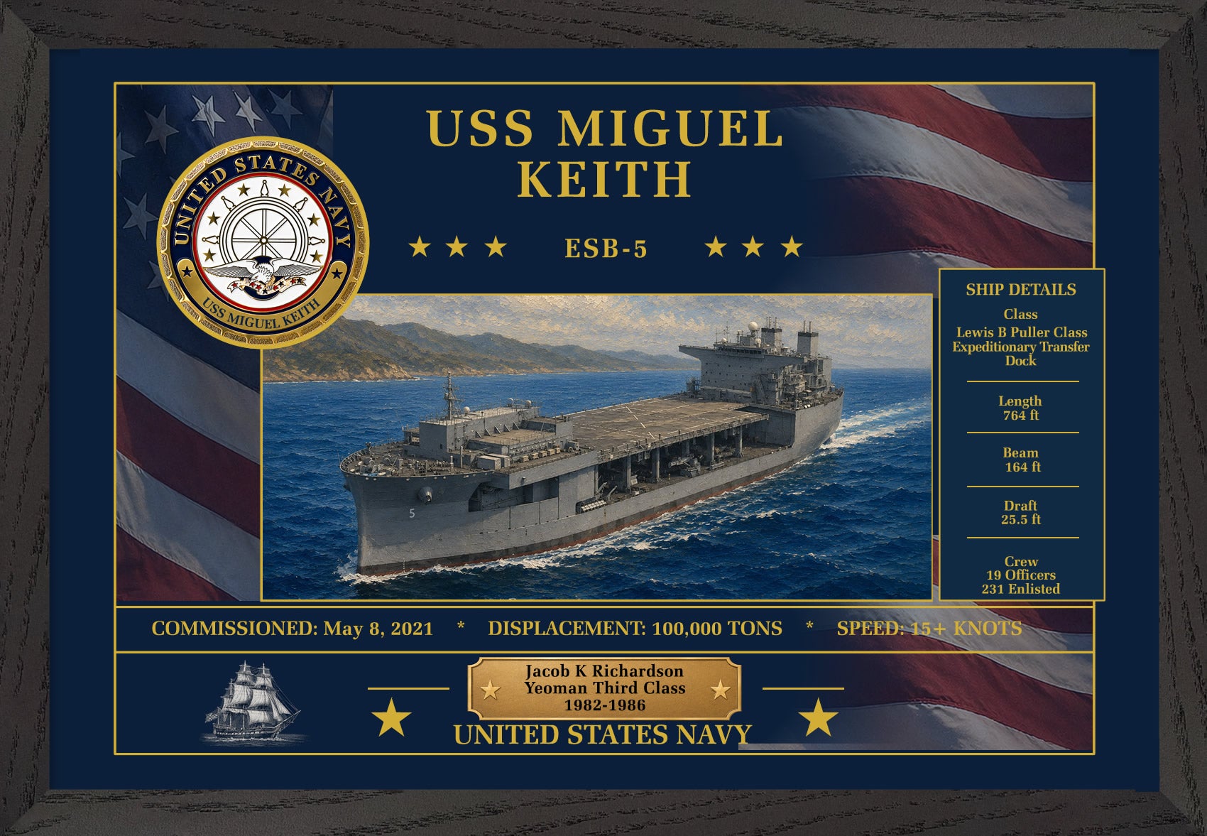 USS Miguel Keith ESB-5 Framed Patriotic Art