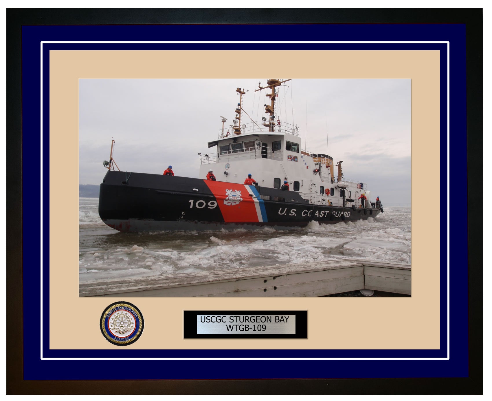 USCGC STURGEON BAY WTGB 109 Framed Coast Guard Ship Photo Blue 141WTGB109