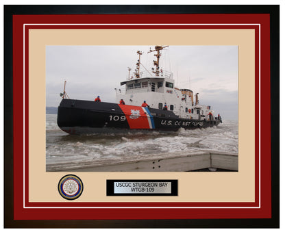 USCGC STURGEON BAY WTGB 109 Framed Coast Guard Ship Photo Burgundy 141WTGB109