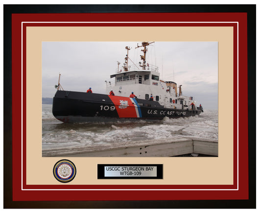USCGC STURGEON BAY WTGB 109 Framed Coast Guard Ship Photo Burgundy 141WTGB109