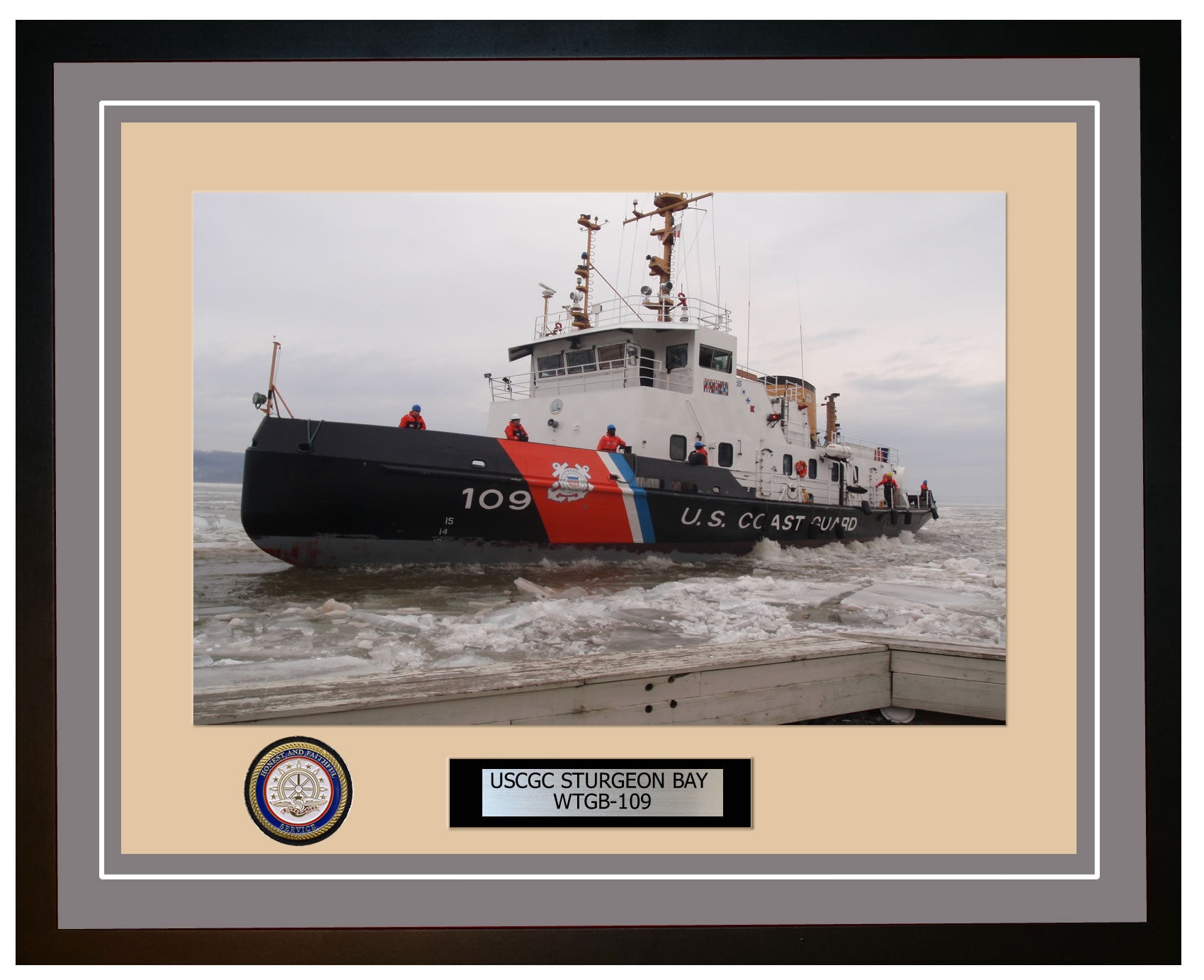 USCGC STURGEON BAY WTGB 109 Framed Coast Guard Ship Photo Grey 141WTGB109
