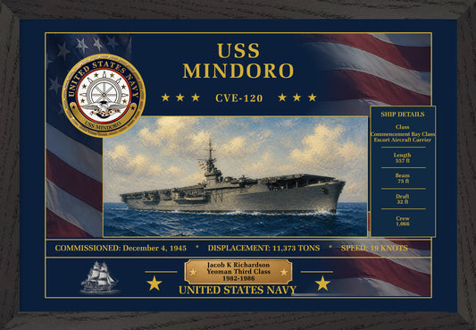 USS Mindoro CVE-120 Framed Patriotic Art