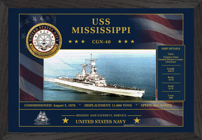 USS Mississippi CGN-40 Framed Patriotic Art