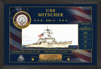 USS Mitscher DDG-57 Framed Patriotic Art