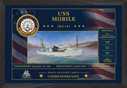 USS Mobile LKA-115 Framed Patriotic Art