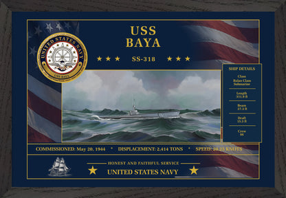 USS Baya SS-318 Framed Patriotic Art