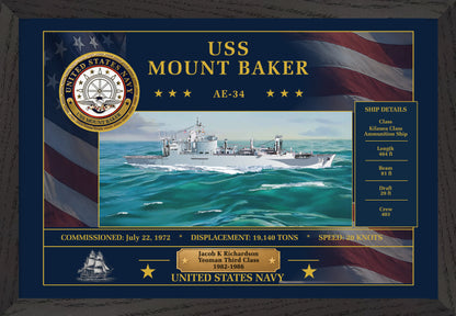 USS Mount Baker AE-34 Framed Patriotic Art