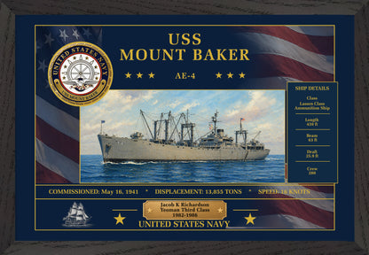 USS Mount Baker AE-4 Framed Patriotic Art