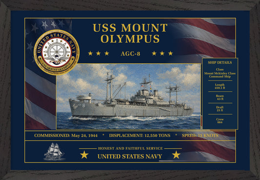 USS Mount Olympus AGC-8 Framed Patriotic Art