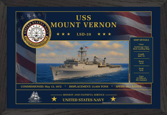 USS Mount Vernon LSD-39 Framed Patriotic Art