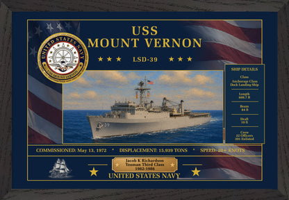 USS Mount Vernon LSD-39 Framed Patriotic Art