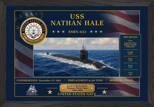USS Nathan Hale SSBN-623 Framed Patriotic Art