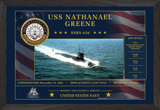 USS Nathanael Greene SSBN-636 Framed Patriotic Art