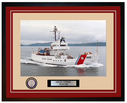 USCGC CITRUS WLB 300 Framed Coast Guard Ship Photo Burgundy 149WLB300
