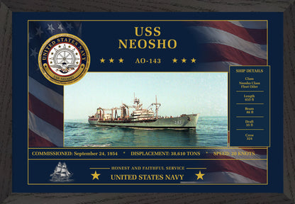 USS Neosho AO-143 Framed Patriotic Art