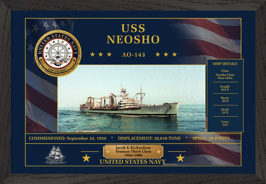 USS Neosho AO-143 Framed Patriotic Art
