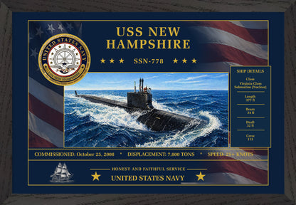 USS New Hampshire SSN-778 Framed Patriotic Art