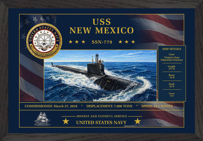USS New Mexico SSN-779 Framed Patriotic Art