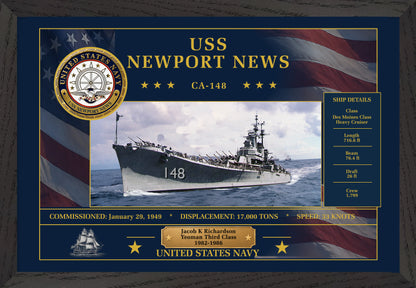 USS Newport News CA-148 Framed Patriotic Art