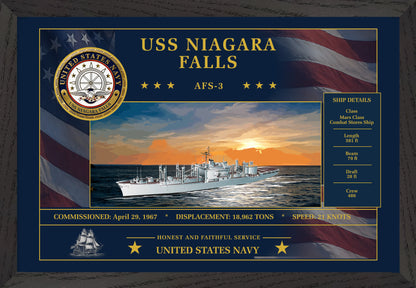 USS Niagara Falls AFS-3 Framed Patriotic Art