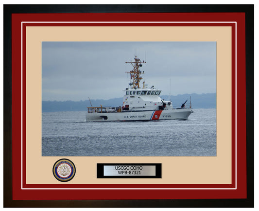 USCGC COHO WPB 87321 Framed Coast Guard Ship Photo Burgundy 152WPB87321