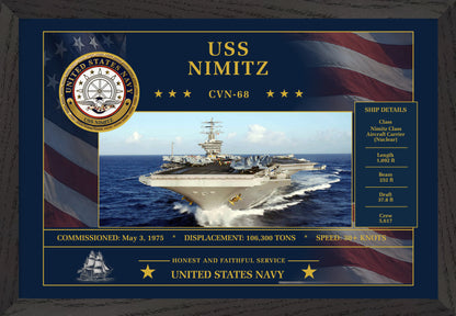 USS Nimitz CVN-68 Framed Patriotic Art