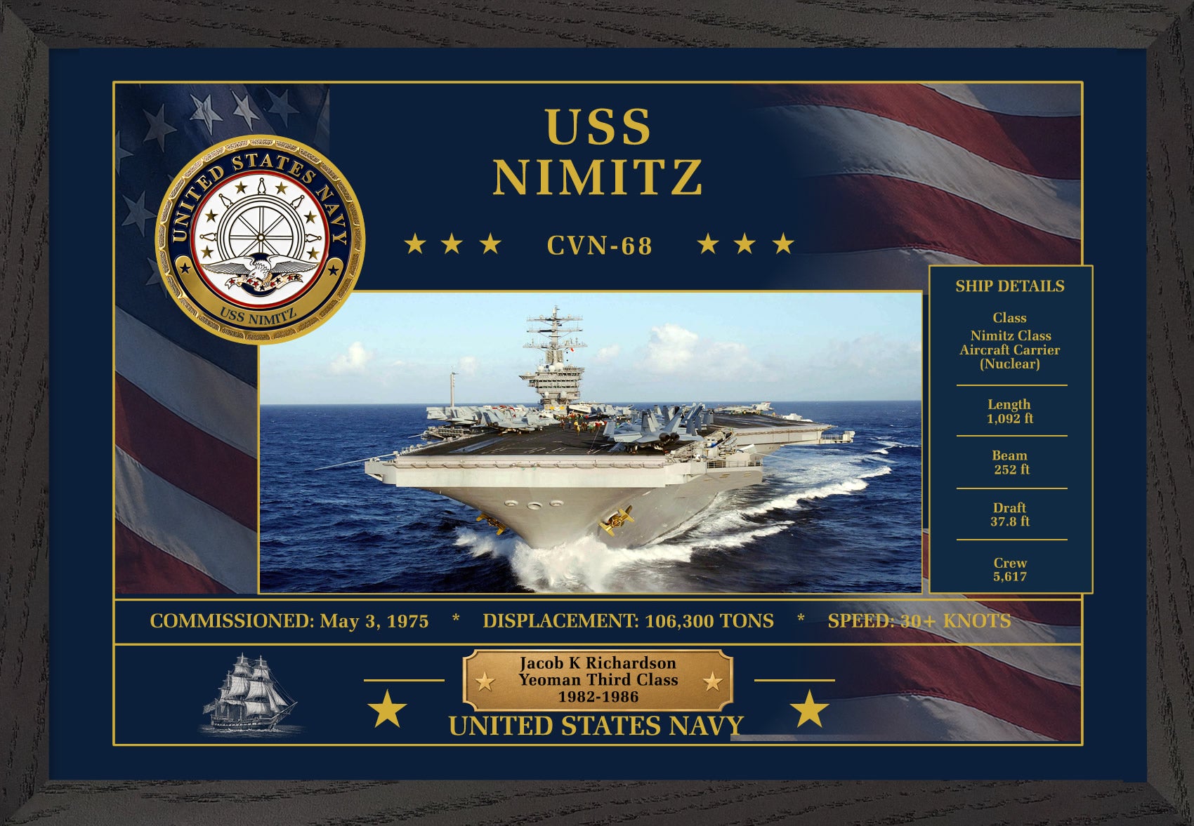 USS Nimitz CVN-68 Framed Patriotic Art