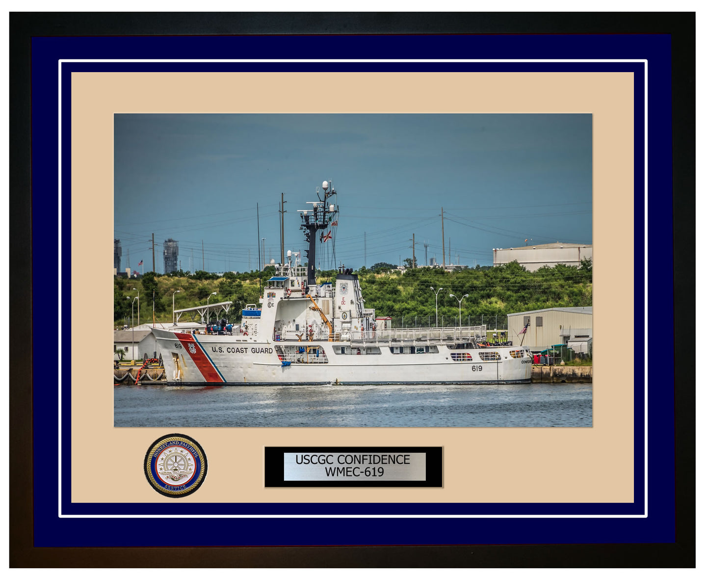USCGC CONFIDENCE WMEC 619 Framed Coast Guard Ship Photo Blue 153WMEC619