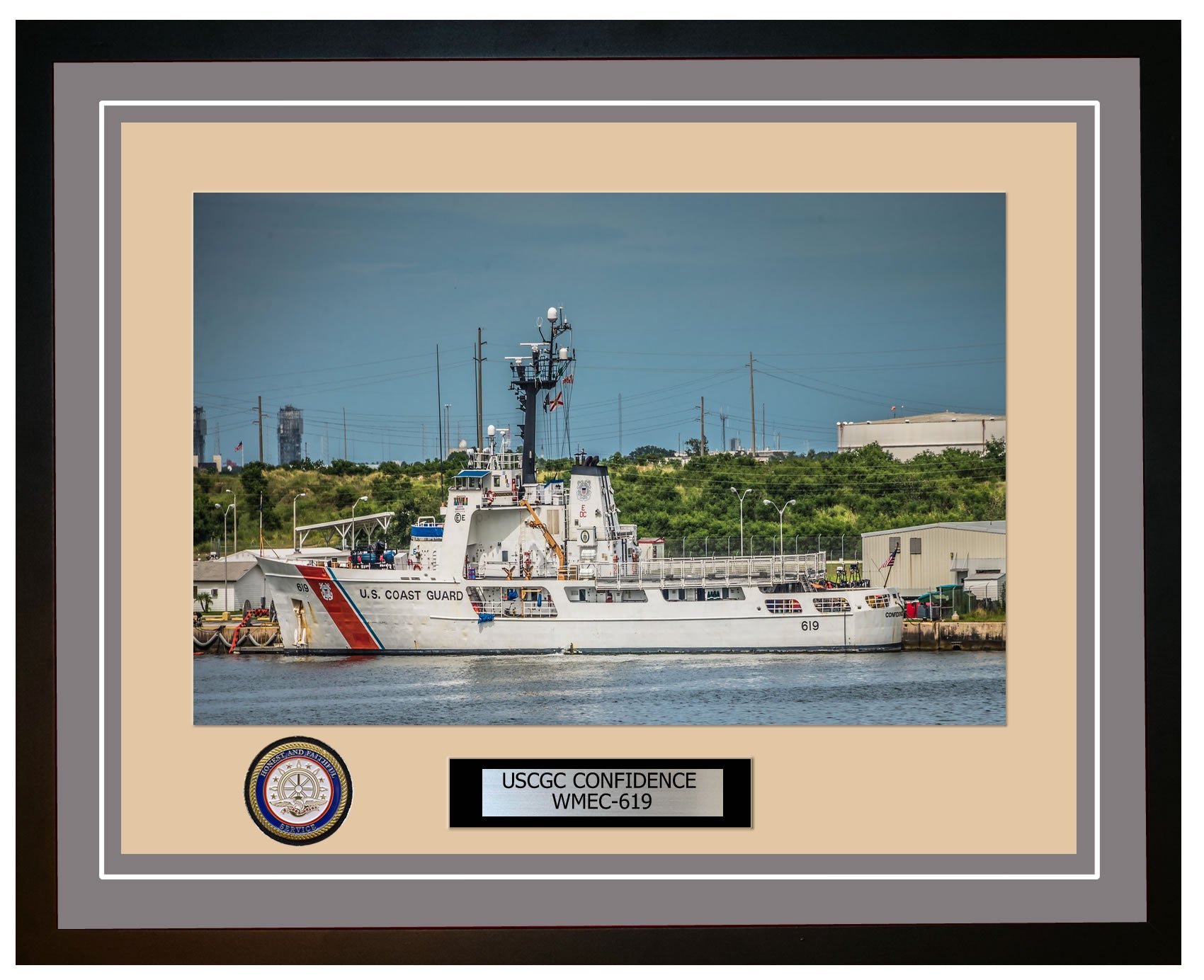 USCGC CONFIDENCE WMEC 619 Framed Coast Guard Ship Photo Grey 153WMEC619