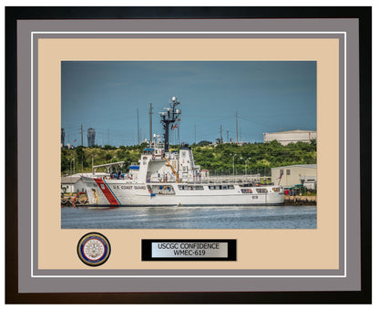 USCGC CONFIDENCE WMEC 619 Framed Coast Guard Ship Photo Grey 153WMEC619