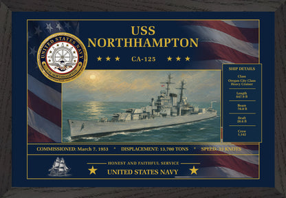 USS Northhampton CA-125 Framed Patriotic Art
