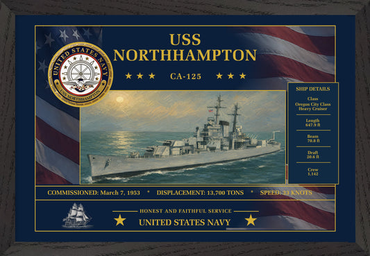 USS Northhampton CA-125 Framed Patriotic Art