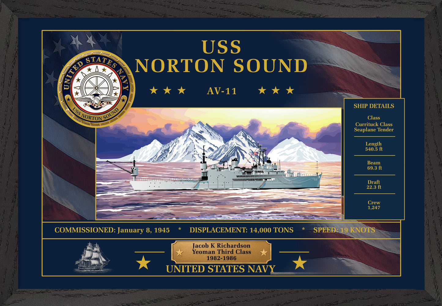 USS Norton Sound AV-11 Framed Patriotic Art